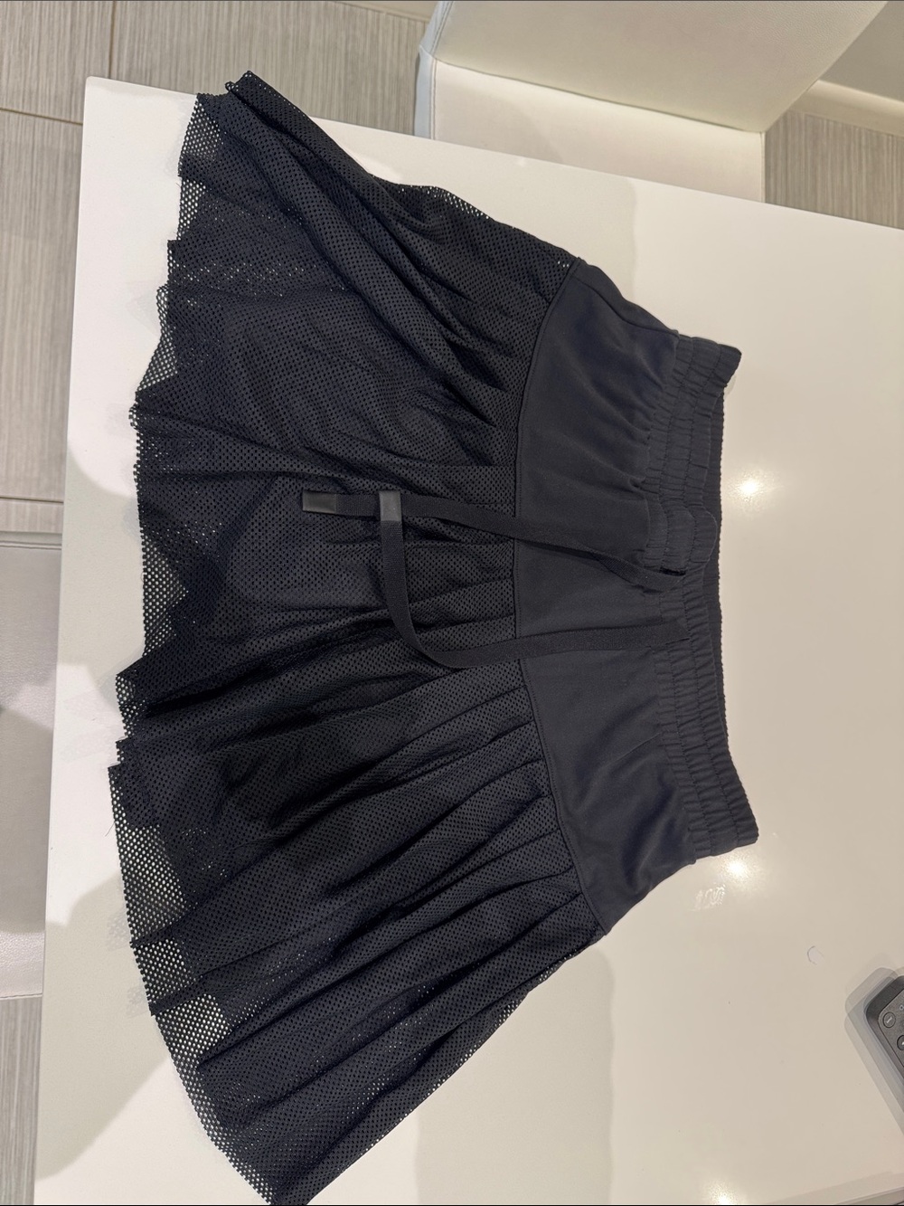 Black Mesh A-Line Skirt - JoyLab
